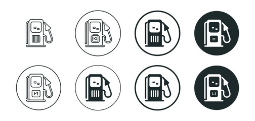 Gas Station Fuel Pump Icons Set Black White