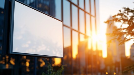 Blank Signage Mockup Modern Outdoor Advertising Display at Sunset