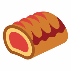 Beef Wellington vector on white background