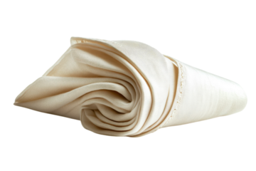 Elegant cream silk fabric rolled softly luxurious texture smooth surface subtle sheen white