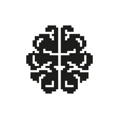 Fototapeta premium Pixel Art Brain Icon. Cognitive Function, Intelligence, And Mental Health Symbol. Neural Network And Creativity Representation. Isolated Vector Illustration