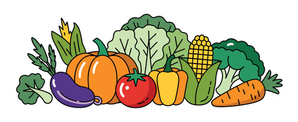 Fresh Farm Vegetables Collection Illustration