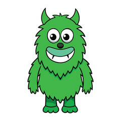 A goofy, hairy green monster cartoon with big eyes, sharp teeth, and a playful grin—covered in fuzzy fur, with long arms and a quirky, fun-loving personality.