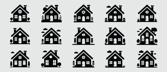 Collection of Simple Black House Icons