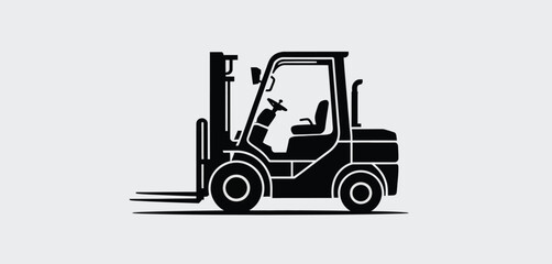 Black Silhouette of a Modern Forklift Truck