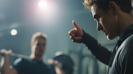 Personal trainer gives advice to people exercising at the gym