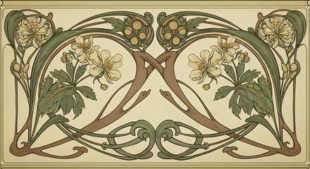 Art nouveau floral design pattern