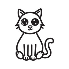 Line art cut cat drawing vector