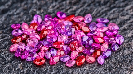 Obraz premium A beautiful bunch of pink and purple gems displayed together showcasing their radiant colors