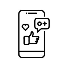Vector smartphone icon with like, share and comment icons - social media, marketing, engagement