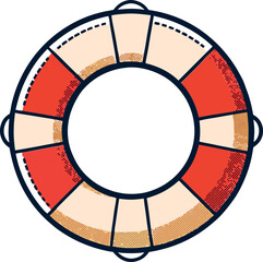 High-Quality Vector Illustration of a Lifebuoy Ring for Safety and Rescue – Essential Nautical Icon for Maritime Emergency Response, Water Rescue, and Digital Stock Designs