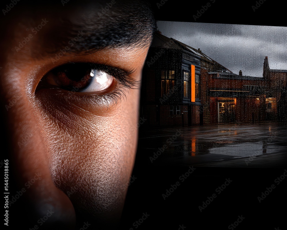 Poster captivating urban architecture with double exposure technique showcasing contemplation and reflectio