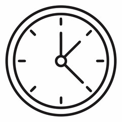 office wall clock outline icon on white background