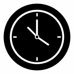 wall clock silhouette vector on white background