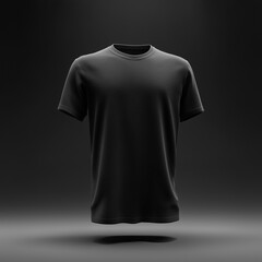 Minimalist Black T-Shirt Mockup on Dark Background for Apparel Design Presentation