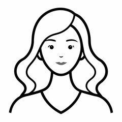 girl with long hair outline vector icon on white background