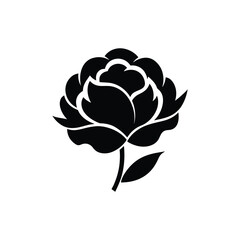 peony flower silhouette vector icon on white background