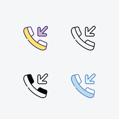 Incoming Call icons set in different style vector stock illustration