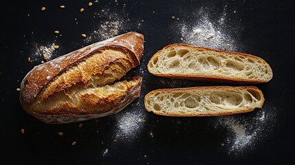 baguette cut in half Photography white back background