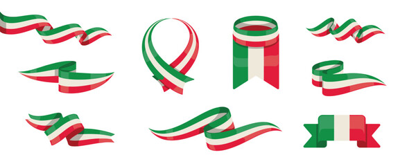Italian Flag Ribbons Collection Various Shapes and Styles