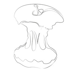 One continuous single drawing line art flat doodle fruit, eaten, food, apple, healthy eating, organic. Isolated image hand draw contour on a white background, hand drawn, not AI