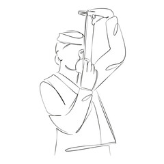 One continuous single drawing line art flat doodle safety, hostess, travel, transportation,...