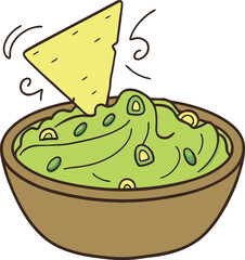 Nachos bowl with dip sauce, glyph icon 