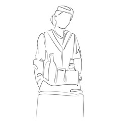One continuous single drawing line art flat doodle service, travel, transportation, drink, passenger stewardess. Isolated image hand draw contour on a white background, hand drawn, not AI