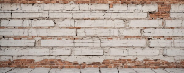 Obraz premium Cracked whitewashed brick, uneven surface, distressed look , whitewashed, aged
