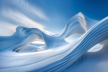 Wind patterns alpine snow create flowing dune like formations their curves echoing the surrounding peaks