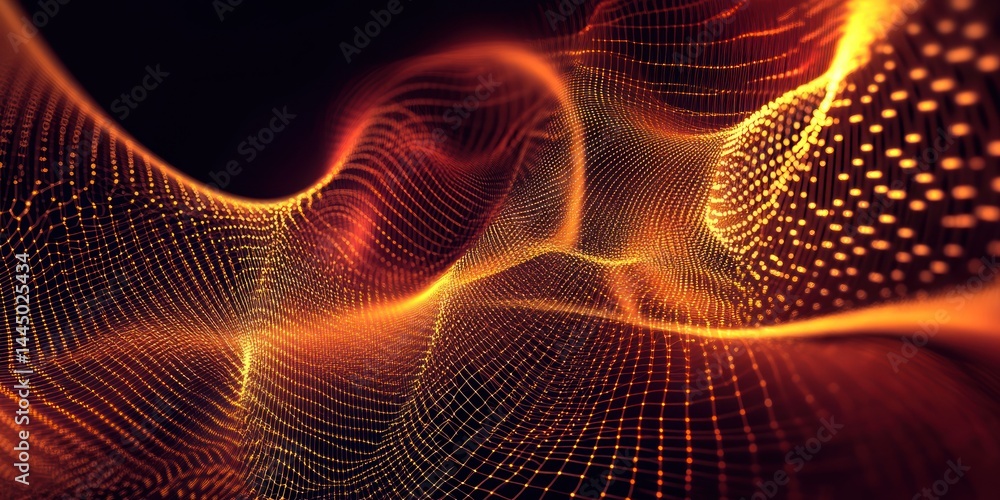 Poster dynamic abstract design of glowing orange network