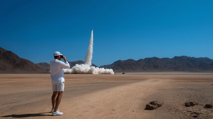 Hypersonic Test Launch in Clear Desert Midday