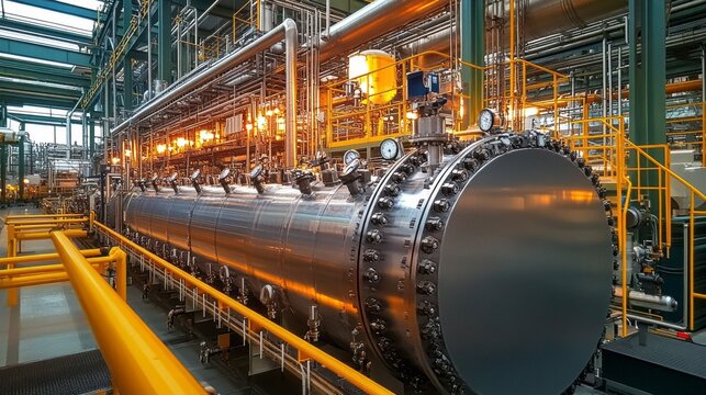 High-temperature furnaces in a reformer unit are actively processing hydrocarbons in an oil refinery, showcasing advanced industrial technology and safety measures in operation