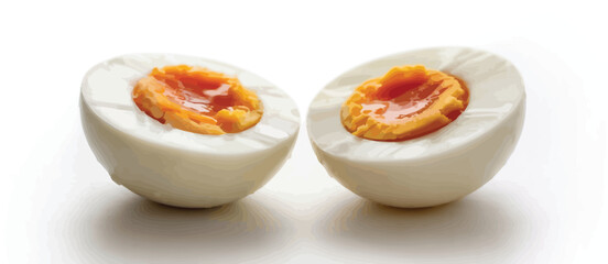 Two Halves of a Perfectly Boiled Egg Isolated on White