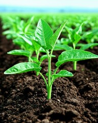 Small plant emerging from the ground signifying new life and growth in a natural outdoor setting
