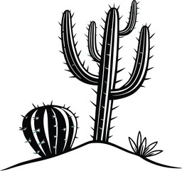 cactus icon vector logo symbol desert flower botanica plant garden summer tropical illustration doodle © IshratJahan
