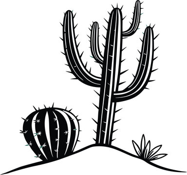 cactus icon vector logo symbol desert flower botanica plant garden summer tropical illustration doodle