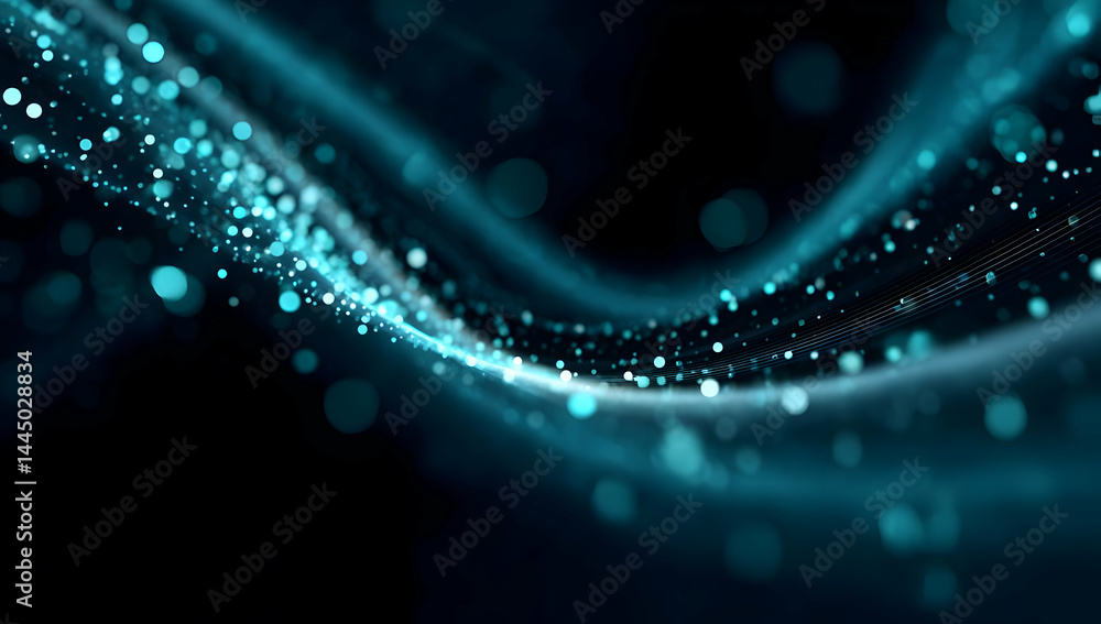 Poster a mesmerizing swirl of blue light particles dances against a dark background, creating an ethereal a