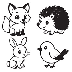 set of funny animals