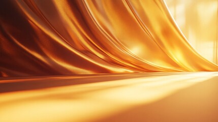 Golden Draped Fabric with Sunlight Rays