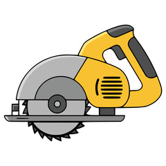 electronic saw woodworking tool flat color vector illustration template design