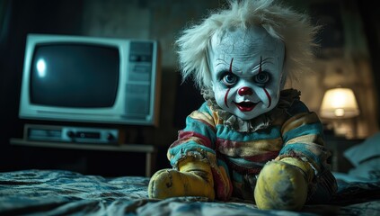 Creepy Clown Doll with Dark Room.