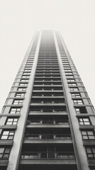 Naklejka premium tall building reaching into sky, showcasing modern architecture and minimalistic design