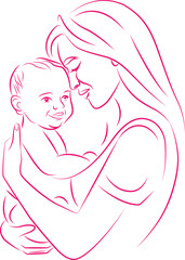 Mother’s Day Line Art Vector Illustration