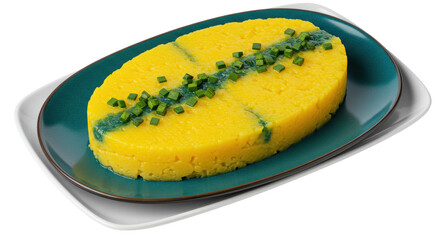 Isolated Polenta dish with herbs