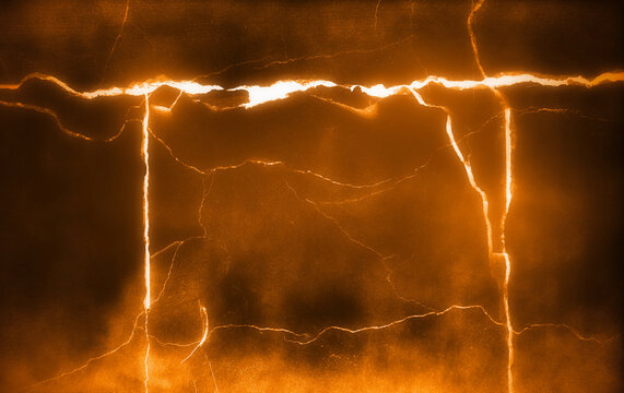 3D rendering heat red cracked ground texture after eruption volcano