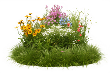  Flowers grass colorful bloom isolated on white background PNG