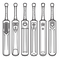 minimalistic cricket bat outline drawing vector artwork
