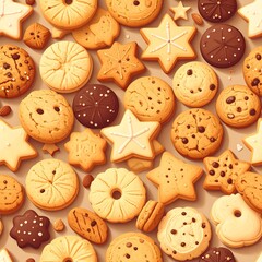 Obraz premium Assorted Cookies Seamless Pattern