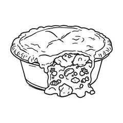 Minimalistic design of classic chicken pot pie illustration